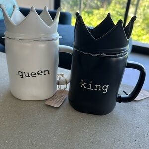 NWT King and Queen ceramic mug set Joseph A Collection 21 oz